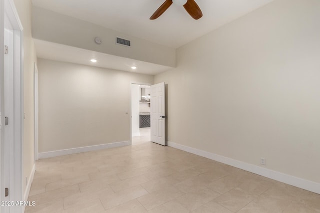 7179 W Surrey Ave, Peoria, AZ 85381 - unfurnished room featuring a ceiling fan, recessed lighting, baseboards, and a smoke detector