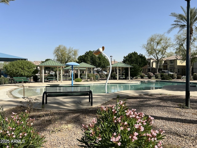 view of pool with a gazebo