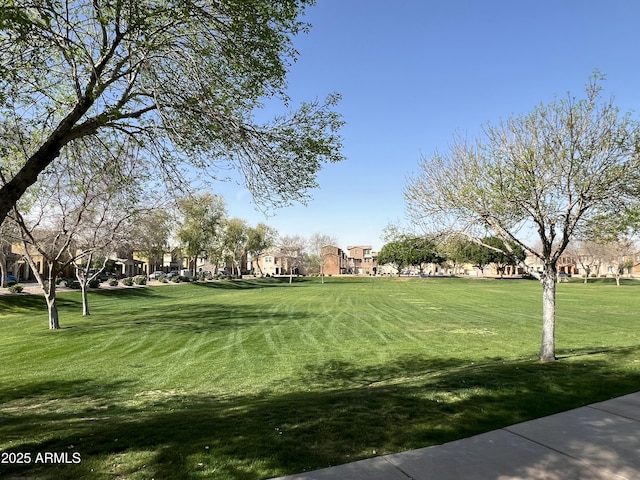 view of community featuring a yard and a residential view