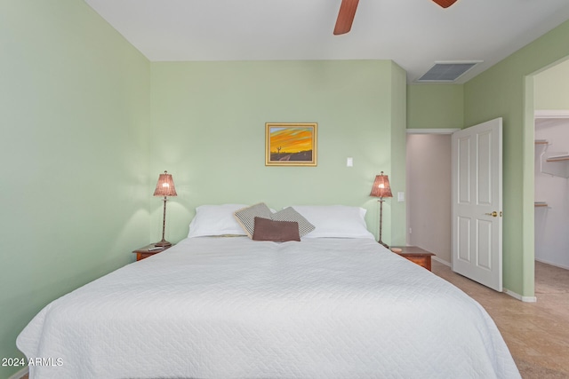 bedroom featuring ceiling fan