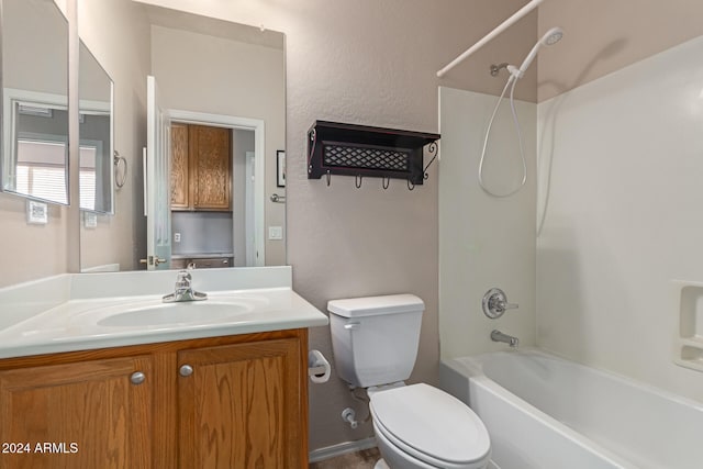 full bathroom with vanity, toilet, and shower / bathtub combination