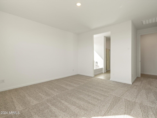 spare room featuring light carpet