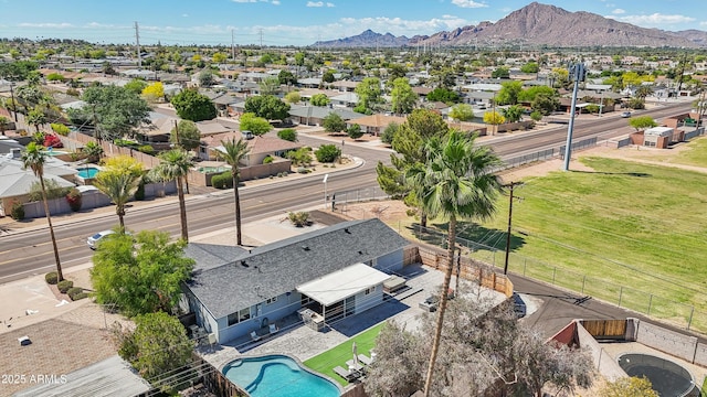 aerial view with a residential view and a mountain view