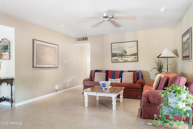 12212 N 66th St, Scottsdale, AZ 85254 - living area featuring ceiling fan, light tile patterned floors, and recessed lighting