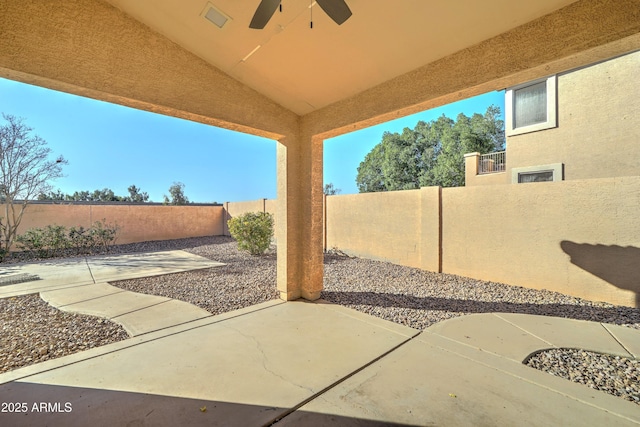 view of patio with ceiling fan