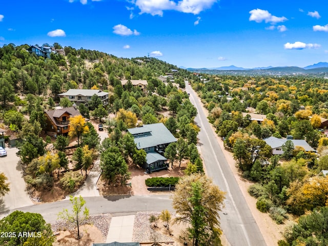 aerial view with a mountain view