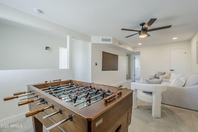 1021 S Almar Cir, Mesa, AZ 85204 - rec room with ceiling fan, carpet, and recessed lighting
