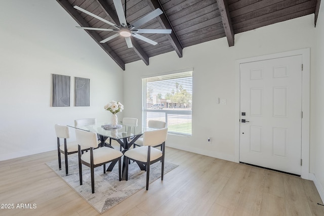 1021 S Almar Cir, Mesa, AZ 85204 - dining area with wood ceiling, baseboards, light wood-style floors, and a ceiling fan