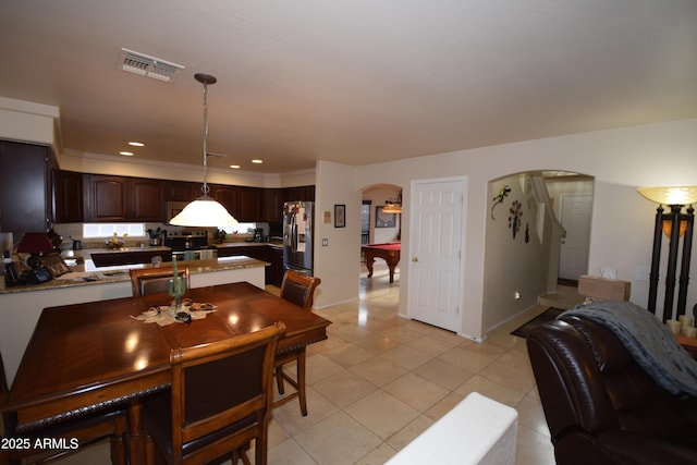 view of tiled dining room