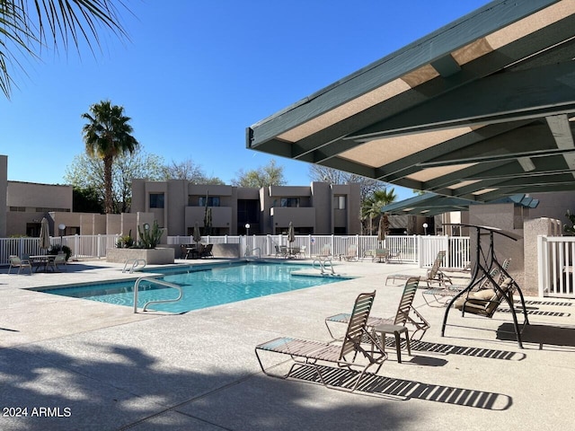 view of pool featuring a patio