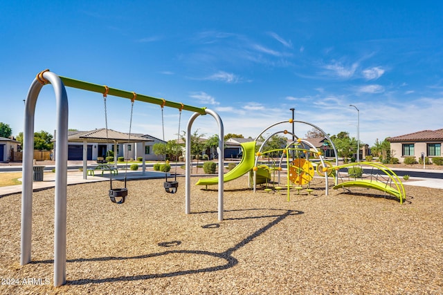 communal playground with a residential view