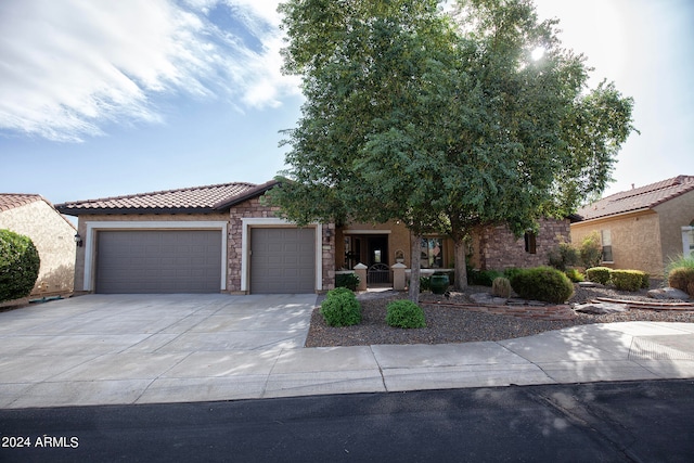 view of front of property with a garage