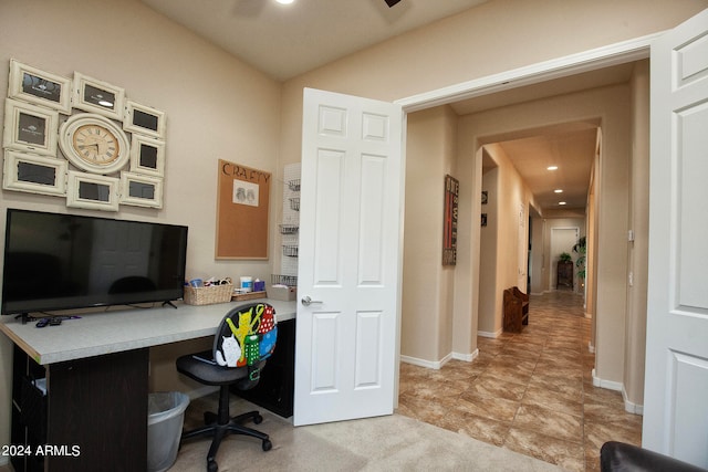 office area featuring built in desk