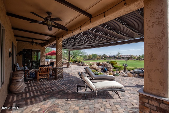 view of patio / terrace with ceiling fan