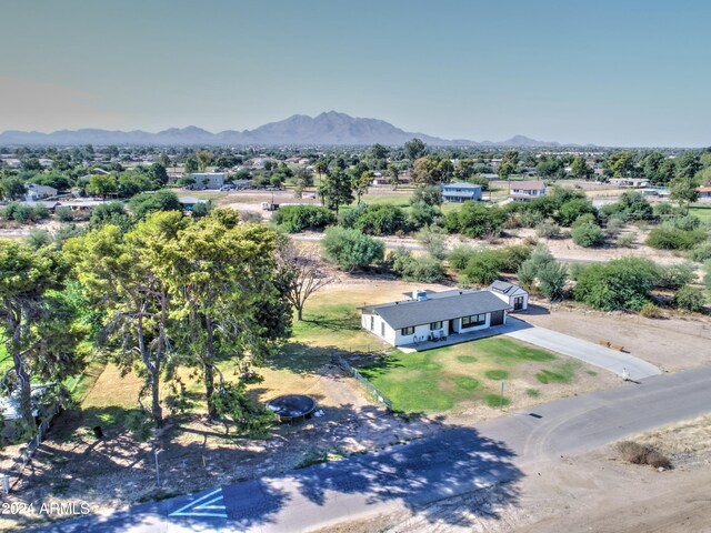 drone / aerial view featuring a mountain view