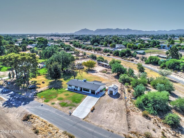 aerial view with a mountain view