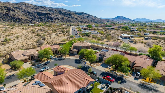 aerial view featuring a residential view and a mountain view