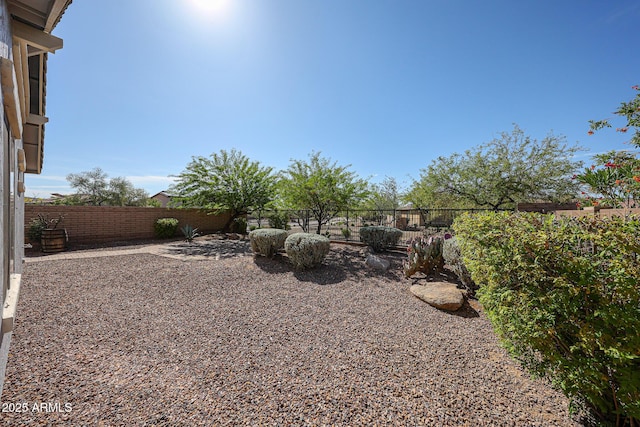 view of yard with a fenced backyard