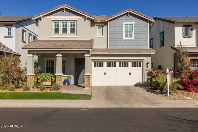 view of front of house with a garage