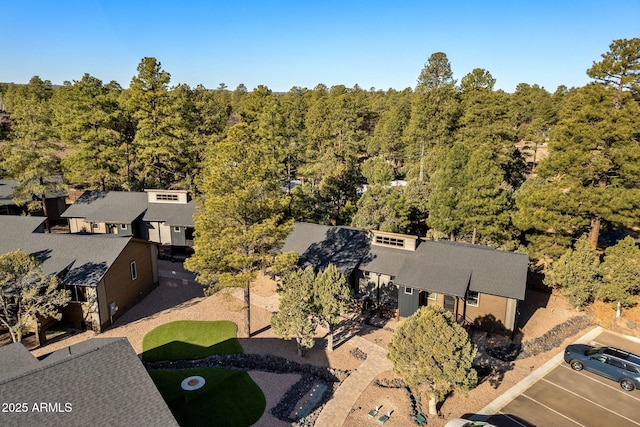 bird's eye view with a forest view