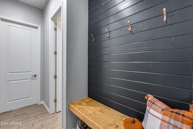 mudroom with light wood-type flooring