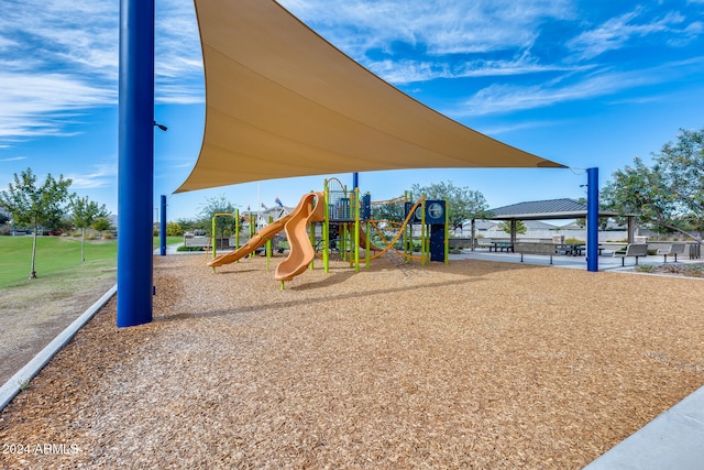 view of play area with a gazebo