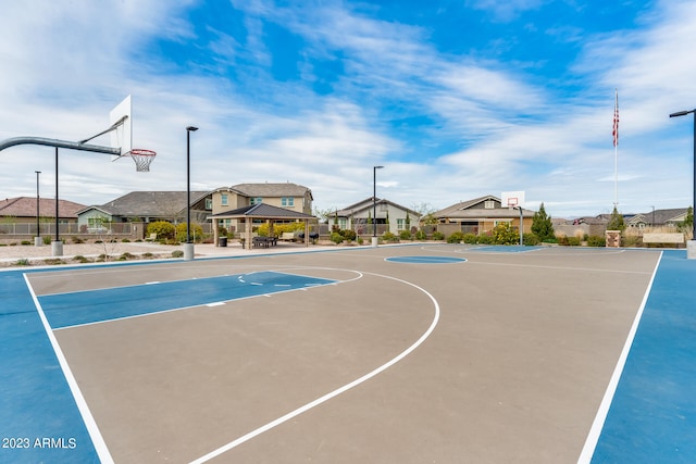 view of sport court with a gazebo