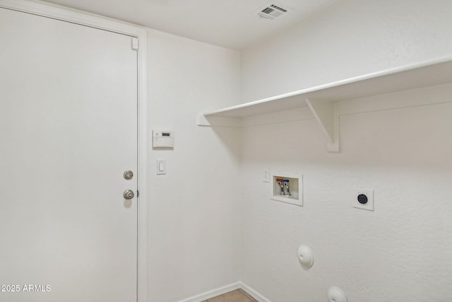 laundry area with gas dryer hookup, hookup for a washing machine, and electric dryer hookup