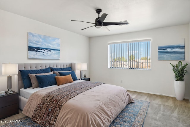 bedroom featuring ceiling fan