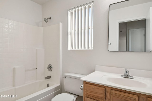 full bathroom with vanity, shower / washtub combination, and toilet