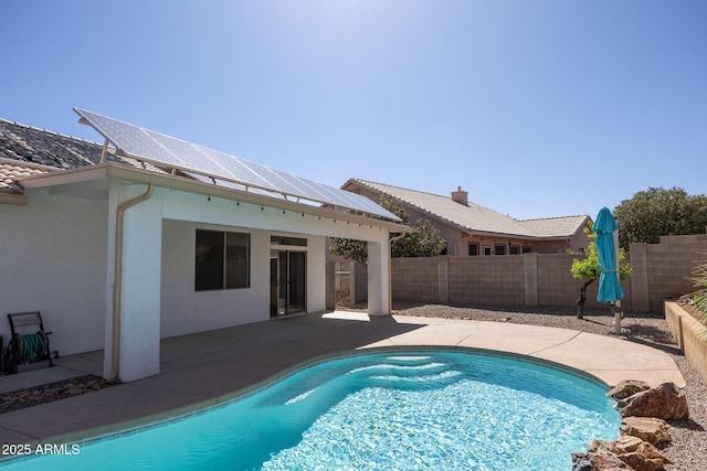 view of pool featuring a fenced in pool, a patio, and a fenced backyard