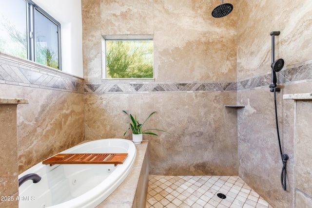 bathroom with independent shower and bath