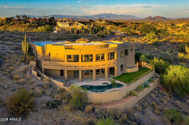 16569 E Trevino Dr, Fountain Hills, AZ 85268 - view from above of property featuring a mountainous background and a pool