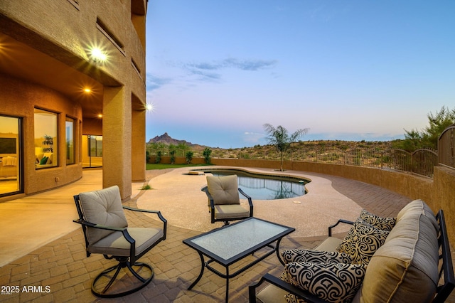 16569 E Trevino Dr, Fountain Hills, AZ 85268 - fenced backyard featuring a patio area and a mountain view