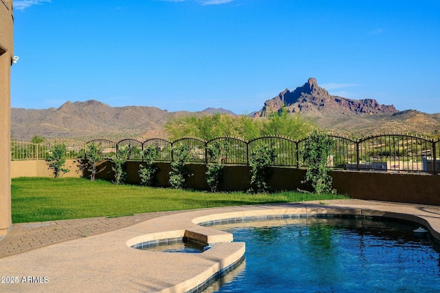 16569 E Trevino Dr, Fountain Hills, AZ 85268 - view of pool with a mountain view and a pool with connected hot tub