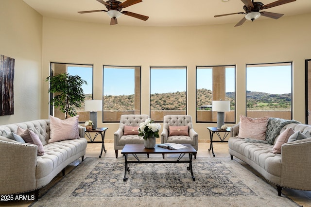 16569 E Trevino Dr, Fountain Hills, AZ 85268 - living room with a ceiling fan and plenty of natural light