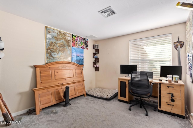 view of carpeted office space