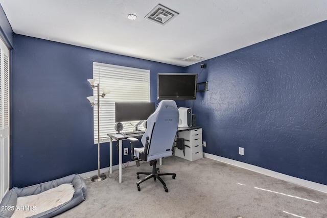 home office featuring carpet flooring