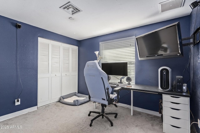 office area with light carpet