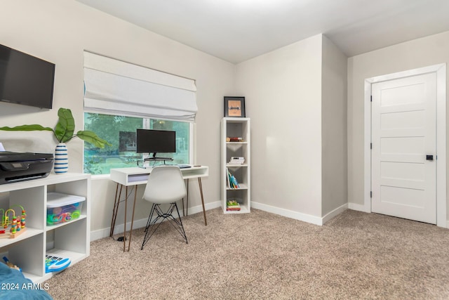 view of carpeted home office