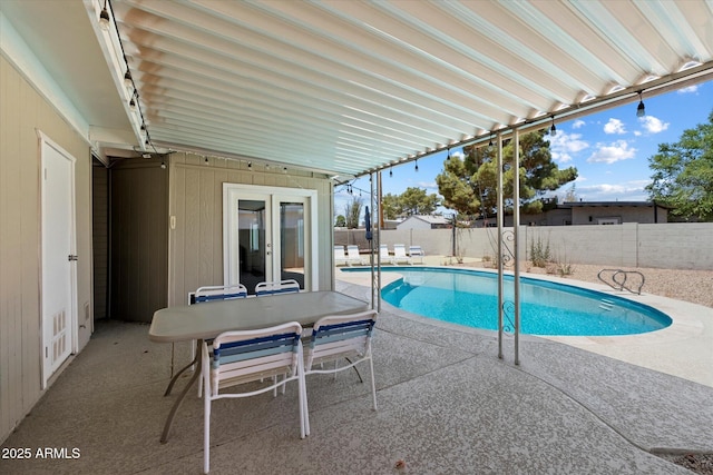 3814 E Poinsettia Dr, Phoenix, AZ 85028 - view of swimming pool featuring french doors, a patio, and a fenced backyard