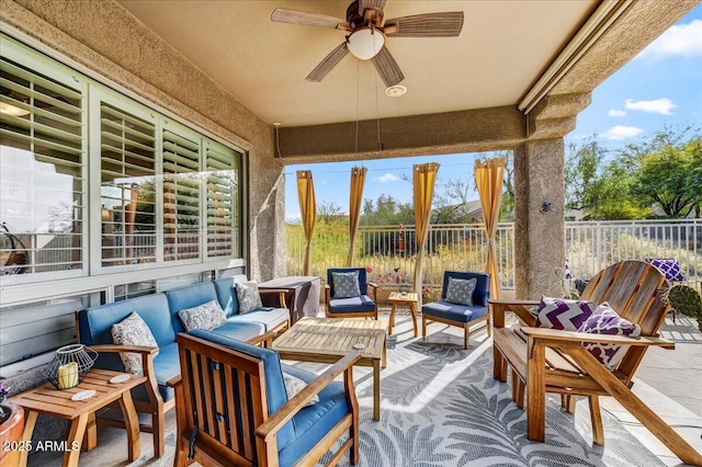 34014 N 43rd St, Cave Creek, AZ 85331 - view of patio featuring an outdoor living space and ceiling fan