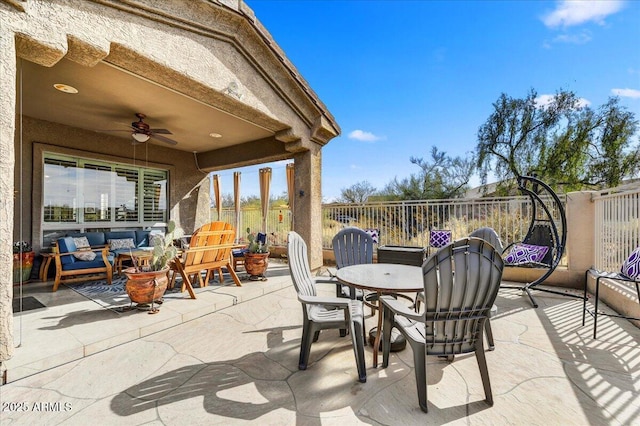 34014 N 43rd St, Cave Creek, AZ 85331 - view of patio with outdoor dining area, ceiling fan, and outdoor lounge area