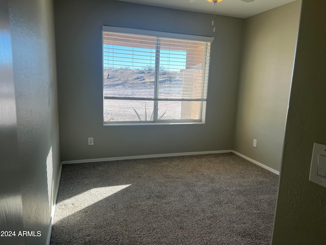 carpeted empty room featuring a wealth of natural light and ceiling fan