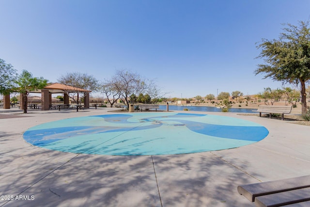 view of pool with a gazebo