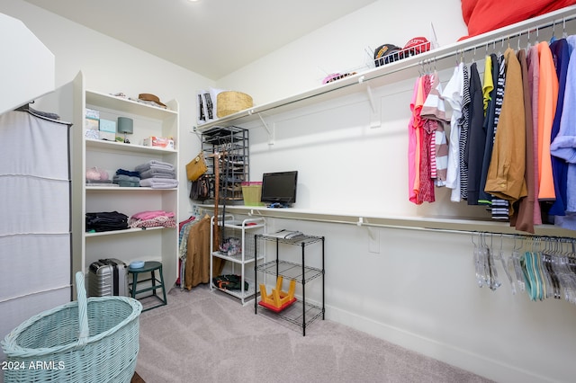 spacious closet featuring light carpet