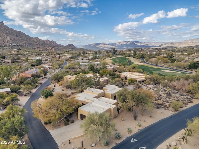 bird's eye view with a mountain view