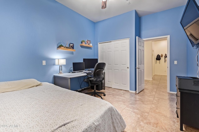 15862 W Fillmore St, Goodyear, AZ 85338 - bedroom featuring a closet, a ceiling fan, a desk, and baseboards
