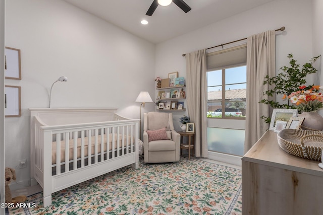 6356 S Granite St, Gilbert, AZ 85298 - bedroom featuring a crib, ceiling fan, and recessed lighting