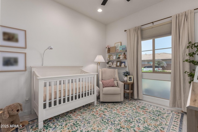 6356 S Granite St, Gilbert, AZ 85298 - bedroom featuring a nursery area, recessed lighting, and a ceiling fan